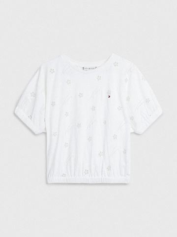 Lány Tommy Hilfiger Embroidered Felsők Fehér | HU 1961ZUT